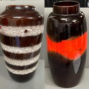 Two west German studio pottery lava vases