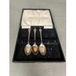 Three hallmarked silver teaspoons.