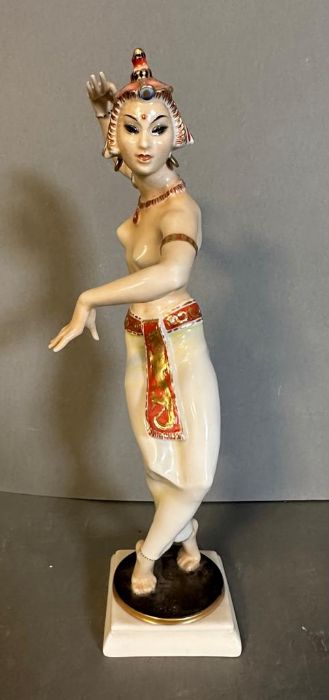 Two porcelain Balinese dancing figures designed by Carl Werner for Hutschenreuther Gelb - Image 7 of 8