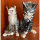 Two seated Royal Copenhagen china cats (H18cm)