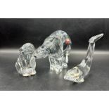 Three Baccarat crystal animals to include a Polar Bear, rabbit and a dolphin.