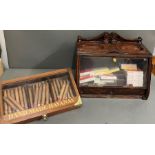 A vintage cigar display case along with a cigar stand (40cm x 30cm)