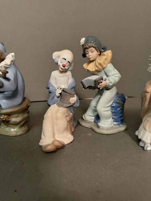 A selection of eight Nao figures to include an owl, clowns and a lady with a bird - Image 6 of 6