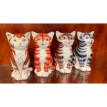 Four Royal Crown Derby paperweight cats (H8cm)