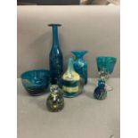 A selection of seven pieces of quality Art Glass including Mdina