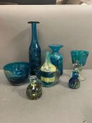 A selection of seven pieces of quality Art Glass including Mdina