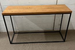 A contemporary console table with metal square base (H75cm W120cm D36cm)
