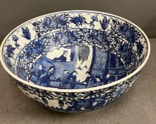 A blue and white porcelain bowl (H12cm Dia26cm)