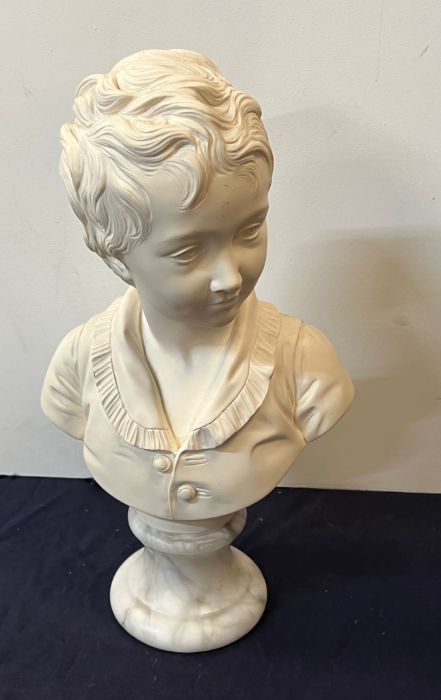 A bust of a boy on a marble base signed Houdon 1875 - Image 3 of 7