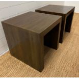 A pair of square wooden side table