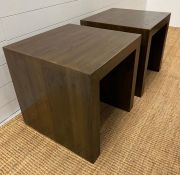 A pair of square wooden side table