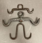 A selection of three meat hooks