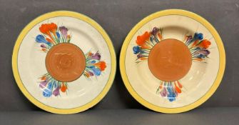 A Clarice Cliff crocus bowl and plate