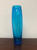 A tall blue waved Art glass vase (H47cm)