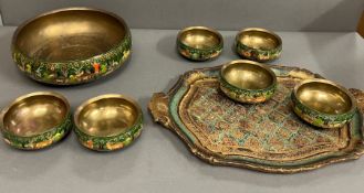 A selection of Paper Mache trays and bowls