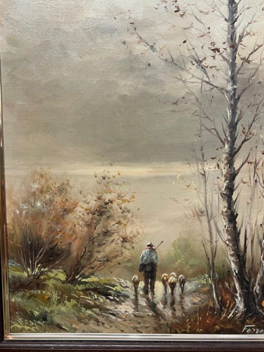 Oil on canvas of a country scene signed lower right - Image 6 of 6