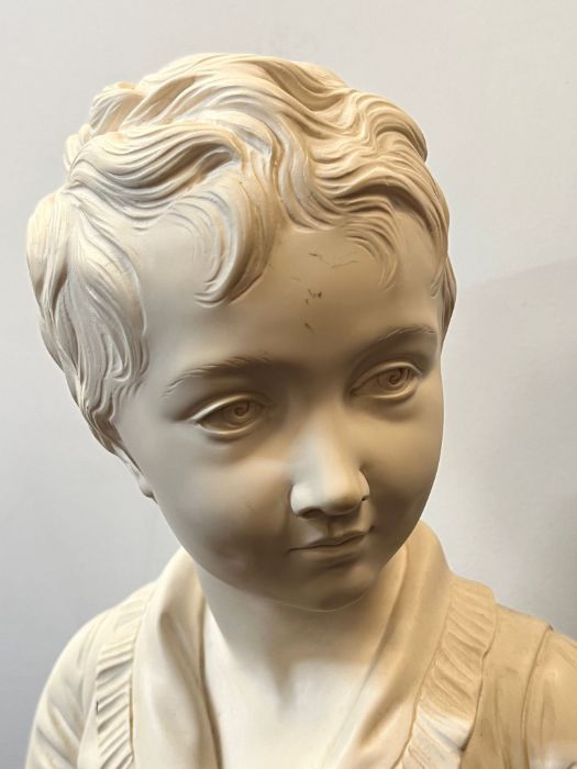 A bust of a boy on a marble base signed Houdon 1875 - Image 2 of 7