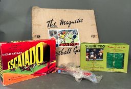 A selection of vintage table top games, Super Soccer, Escalado and Subbuteo