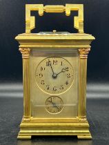 Eight day Grande Sonnierre French carriage clock in a bronze case. C1900 H25cm handle raised