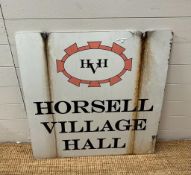 An metal sign, inscribed Horsell Village Hall (Approximate Measurements 80 cm x 80cm