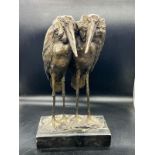 Bronze of pair of Storks on marble base signed to base (H38cm)