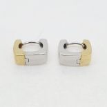 Marked 14 carat gold, dual colour buggy earrings. 3g