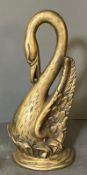 A Brass Swan door stop (Height 40cm)