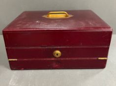 Leuchars & Son Mid 19th Century Burgundy Morocco Leather Bi-Fold Writing Box H: 15cm W: 32cm D: