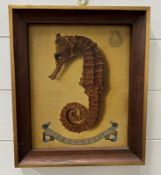 A Seahorse picture signed top left 37 cm x 30.5 cm