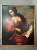 A framed oil on canvas, relined 18th/19th Century portrait of Mary Magdalene (Painting Size 61cm x