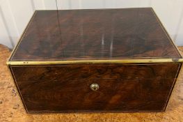 A rosewood brass banded writing box (34cm x 17cm x 25cm)