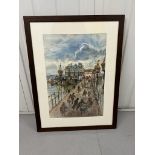 Alan Sorrell RWS 1904-1974, watercolour 'Figures on Southend Pier signed and dated 1971, gallery