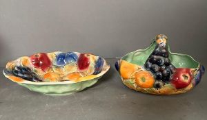 A Sylvac fruit themed bowl and handled bowl.