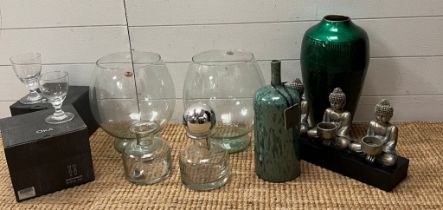 A selection of OKA decorative items to include vases, glasses decanters etc.