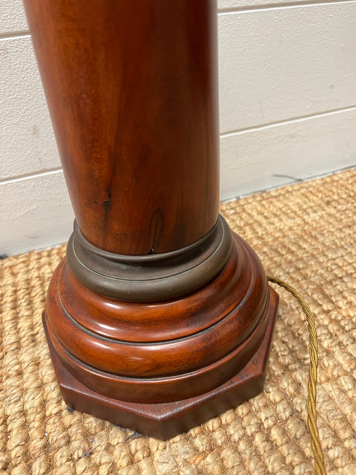 A single column wooden lamp base, with bronze top Height 68cm - Image 4 of 6