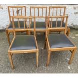 Five beech chairs with faux seat pads
