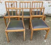 Five beech chairs with faux seat pads