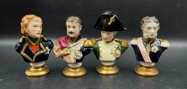 A selection of four Rudolf Kammer Dresden busts to include Napoleon, Lannes
