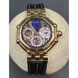 Gerald Genta very attractive and rare yellow gold, marked 750 octagonal skeletonized minute