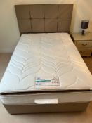 A double bed with Sealy ultimate gel 2200 mattress with button back headboard with drawers to base