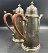 A silver tea pot and coffee pot, hallmarked for Birmingham 1928 by Adie Brothers Ltd (Approximate