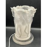A 1970's acyclic glass Horses lamp in the style of Lalique H 31cm