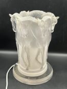 A 1970's acyclic glass Horses lamp in the style of Lalique H 31cm