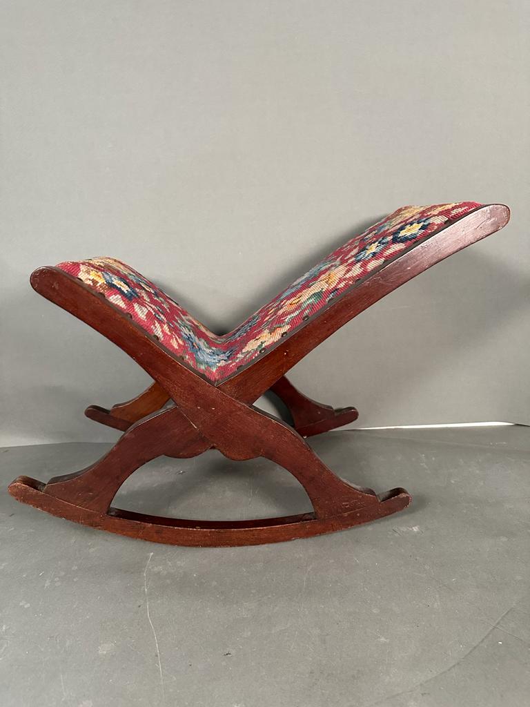 A vintage floral upholstered rocking footstool - Image 3 of 3