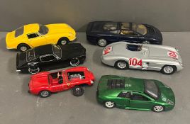 A selection of six diecast vehicles, sports vehicles.