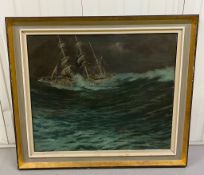 George Fagan BRADSHAW (1887-1960) Ship on a stormy sea, Oil on canvas AF 92cm x 80cm