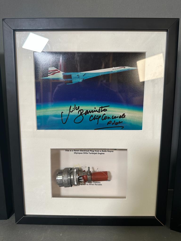 Three limited edition signed Concorde box framed photos and pieces of actual Concorde planes. Adrian - Image 3 of 4