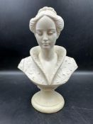 A resin bust of a women on plinth signed A Giannelli
