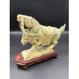 A marbled stone sculpture of a Thai horse on base (H25cm W25cm)