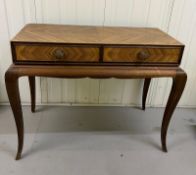 A French 1950's herringbone inlaid console table (H 77cm x 48cm D x 100cm W)